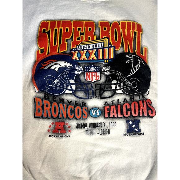 Vintage 1999 Superbowl Denver Broncos vs Atlanta Falcons Sweatshirt Size XL - Picture 8 of 8